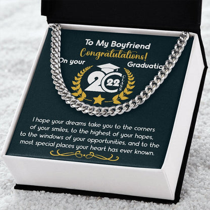 To The Graduate Cuban Chain Link Necklace, Graduation Jewelry for Boys Girls with Uplifting Message Graduation Gift, Happy Graduation 2023