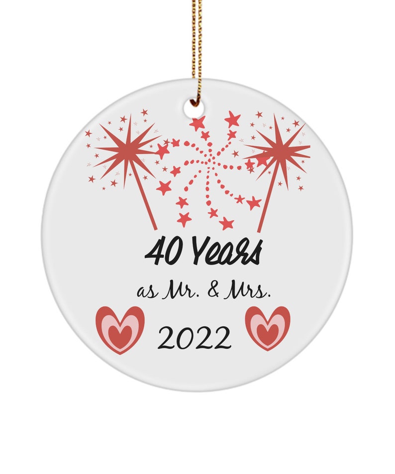 40Th Anniversary Ornament Gift For Couples, Wife, Husband, Parents, Grandparents