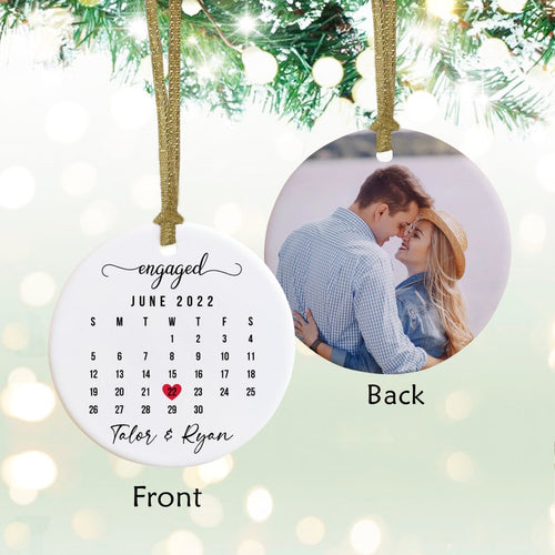 Custom Photo Engaged Ornament- Engagement Ornament-Engagement Gift- Custom Ornament-Engagement Announcement Couples Ornament
