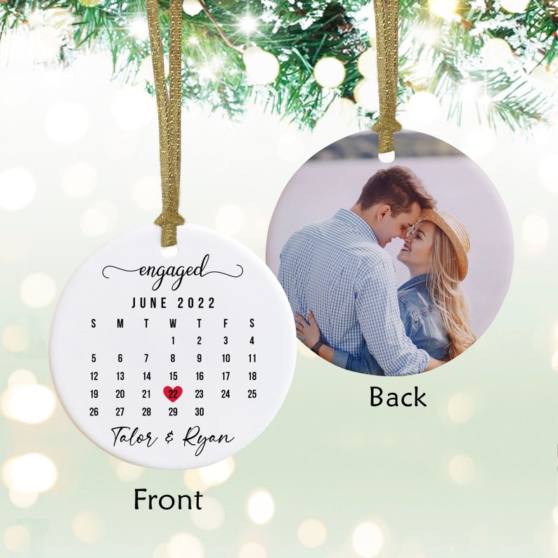Custom Photo Engaged Ornament- Engagement Ornament-Engagement Gift- Custom Ornament-Engagement Announcement Couples Ornament