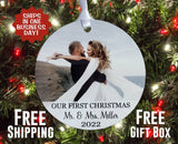 Our First Christmas As Mr. & Mrs. Personalized Photo Ornament | Custom Wedding, Engagement, Just Married, Anniversary Picture Ornaments