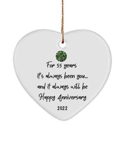 55Th Wedding Anniversary Gifts, Emerald Anniversary, 55Th Yr Wedding Ornament, 55Th Anniversary Keepsake, For Husband Or Wife