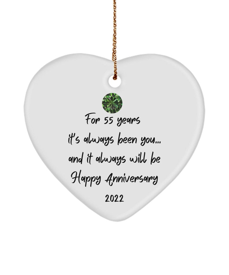 55Th Wedding Anniversary Gifts, Emerald Anniversary, 55Th Yr Wedding Ornament, 55Th Anniversary Keepsake, For Husband Or Wife
