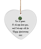 55Th Wedding Anniversary Gifts, Emerald Anniversary, 55Th Yr Wedding Ornament, 55Th Anniversary Keepsake, For Husband Or Wife