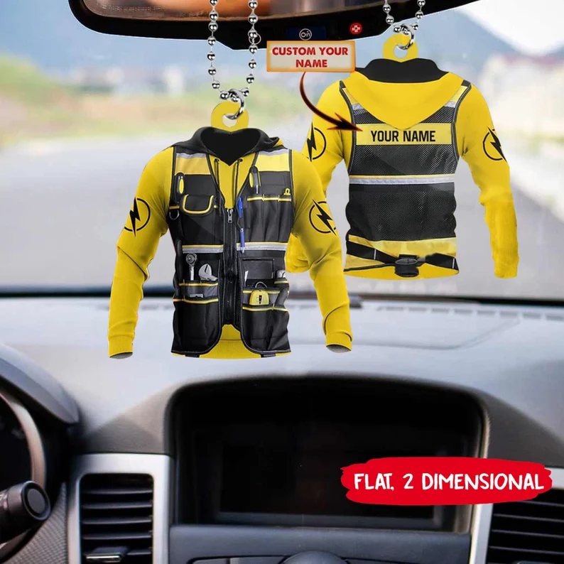 Electrician Uniform Flat Car Ornament, Electrician Gift