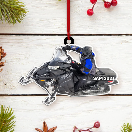 Personalized Snow Mobile Motorbike Christmas Ornament, Motorcross Ornament, Motor Racer Christmas Gift