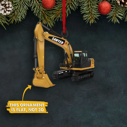 Ornament Personalized Excavator, Christmas Ornament for Truck, Hanging Decor, Car Decor Excavator