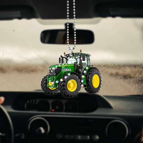 Tractor Farmer Gift Personalized Green Tractor Custom Shape Flat Ornament for Farmer- Two Sided Ornament