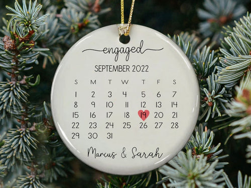 Personalized Engaged Ornament, Engagement Ornament, Engagement Gift, Engagement Announcement Couples Ornament, Gift For Love