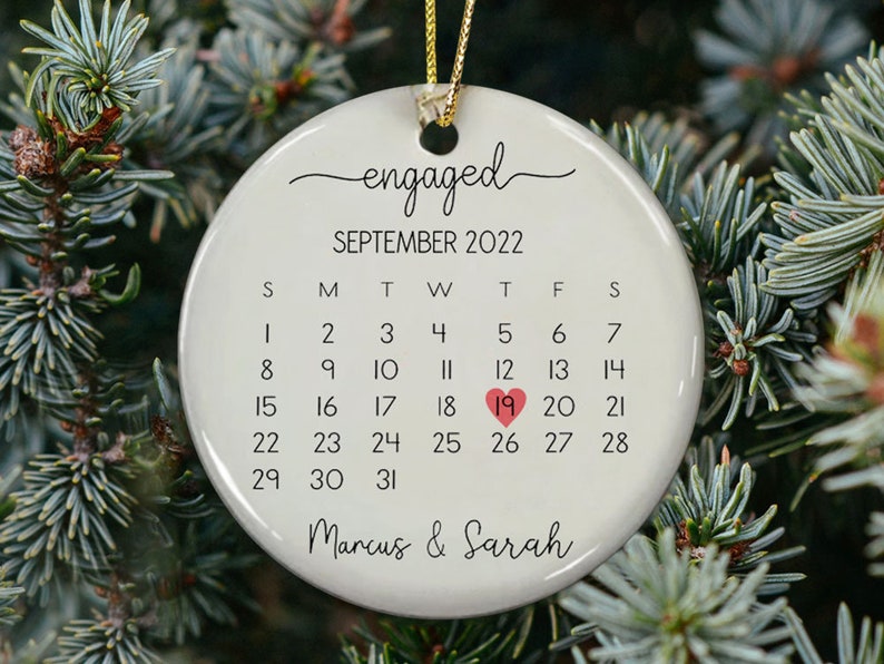 Personalized Engaged Ornament, Engagement Ornament, Engagement Gift, Engagement Announcement Couples Ornament, Gift For Love