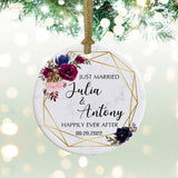 Personalized Anniversary Gift, Wedding Ornament -,Christmas Tree Ornament -Our First Christmas Married-Anniversary Keepsake-Wo004