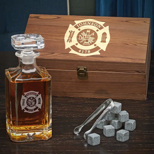 Fire & Rescue Engraved Liquor Decanter Set for Firefighters (Personalized Product)