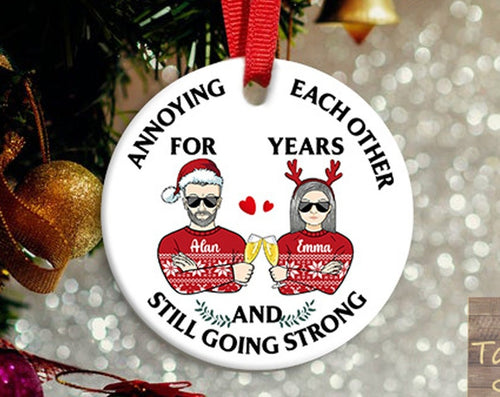 Custom Annoying Each Other Ornament Funny Married Couples Merry Christmas Circle Ceramic Ornament