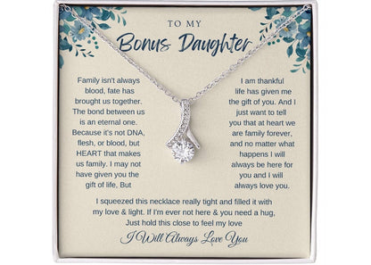 To my Bonus Daughter Alluring Beauty Necklace Step daughter Gifts from Stepmom Birthday Gift for Daughter