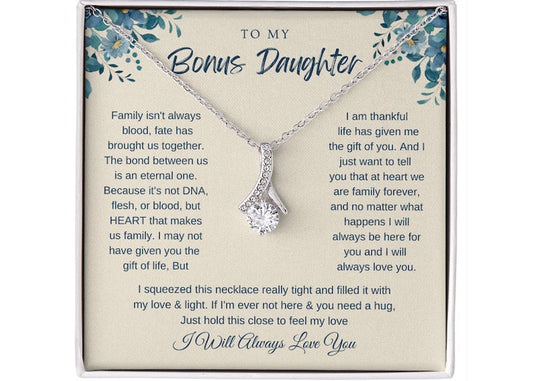 To my Bonus Daughter Alluring Beauty Necklace Step daughter Gifts from Stepmom Birthday Gift for Daughter