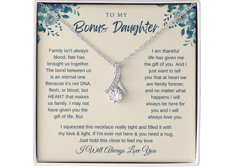 To my Bonus Daughter Alluring Beauty Necklace Step daughter Gifts from Stepmom Birthday Gift for Daughter