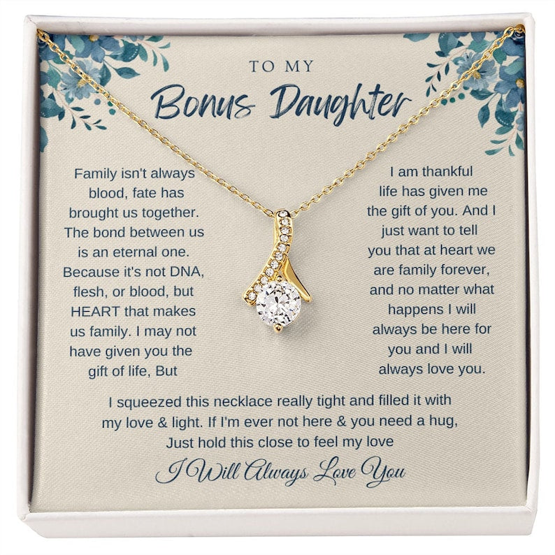 To my Bonus Daughter Alluring Beauty Necklace Step daughter Gifts from Stepmom Birthday Gift for Daughter