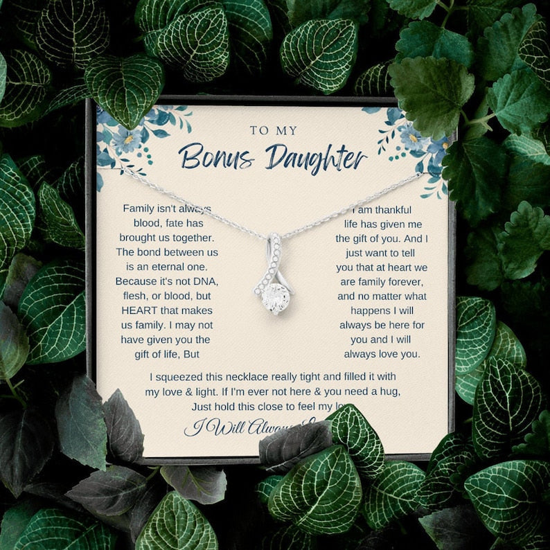 To my Bonus Daughter Alluring Beauty Necklace Step daughter Gifts from Stepmom Birthday Gift for Daughter