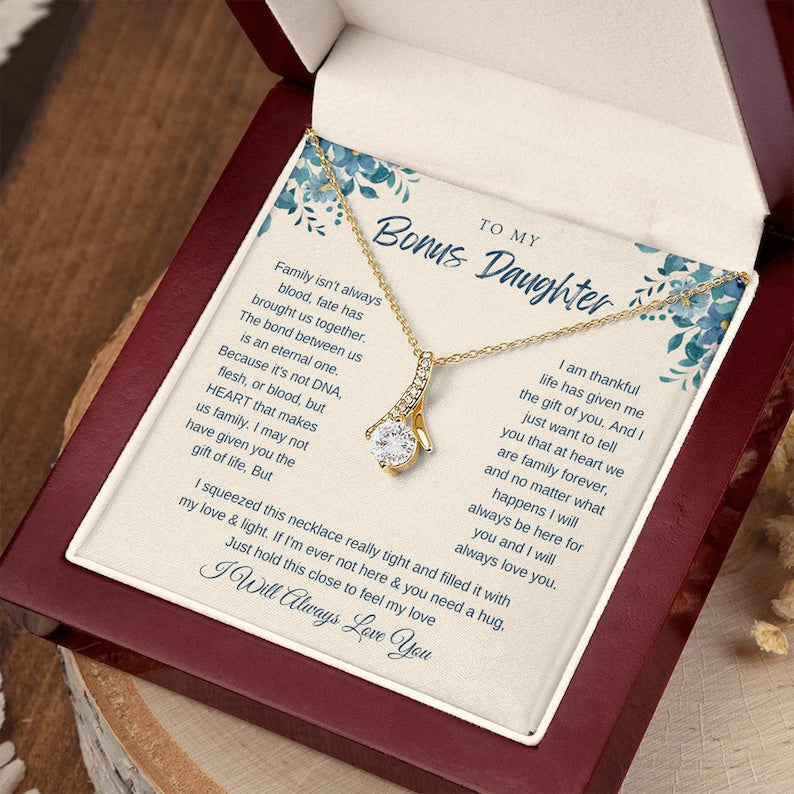 To my Bonus Daughter Alluring Beauty Necklace Step daughter Gifts from Stepmom Birthday Gift for Daughter