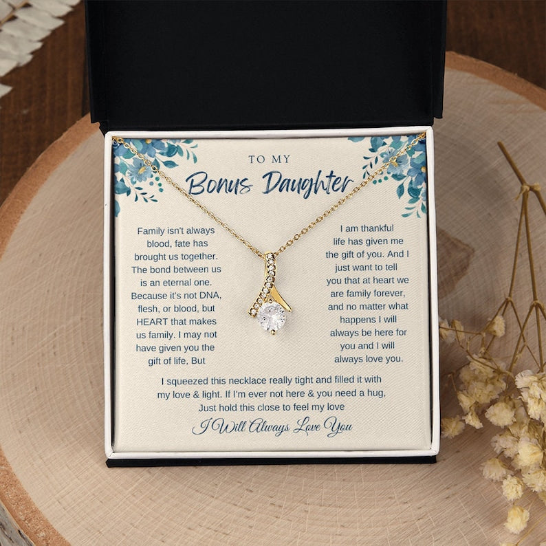 To my Bonus Daughter Alluring Beauty Necklace Step daughter Gifts from Stepmom Birthday Gift for Daughter