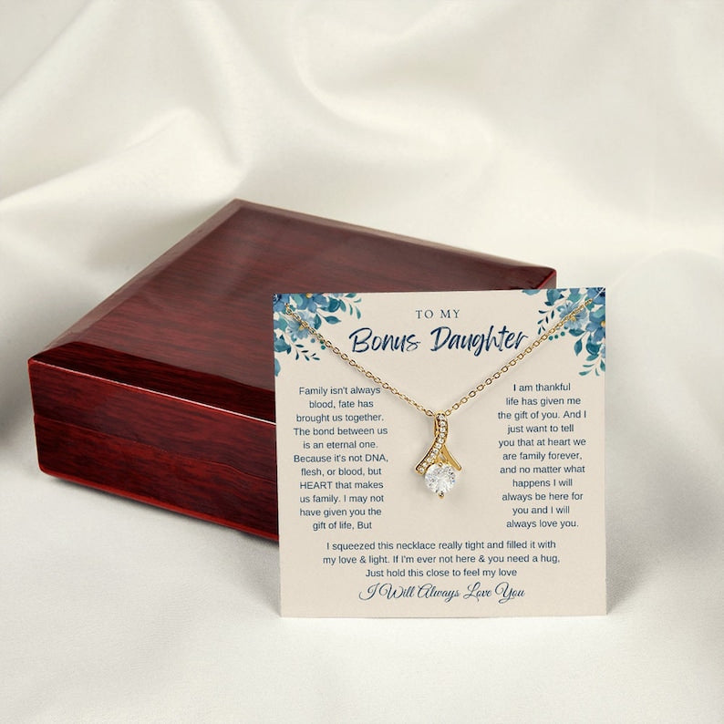 To my Bonus Daughter Alluring Beauty Necklace Step daughter Gifts from Stepmom Birthday Gift for Daughter