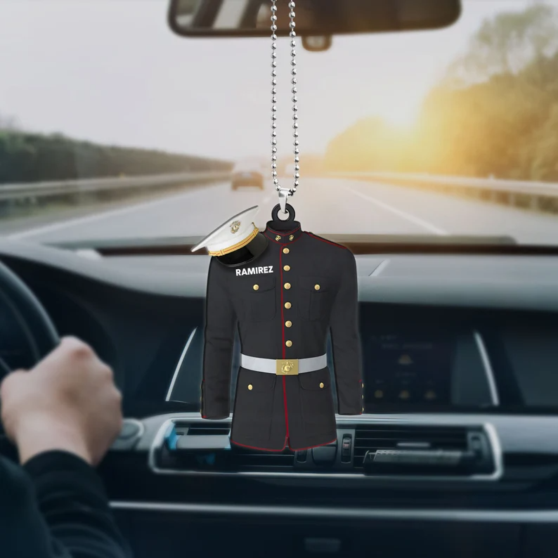 Marine Military Uniform On A Clothes Hanger Personalized Flat Ornament - Two Sided Ornament