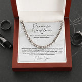 Promise Cuban Chain Necklace for Him, Sentimental Gift for Him, Gift Ideas for Boyfriend, Necklace for Valentine's Day