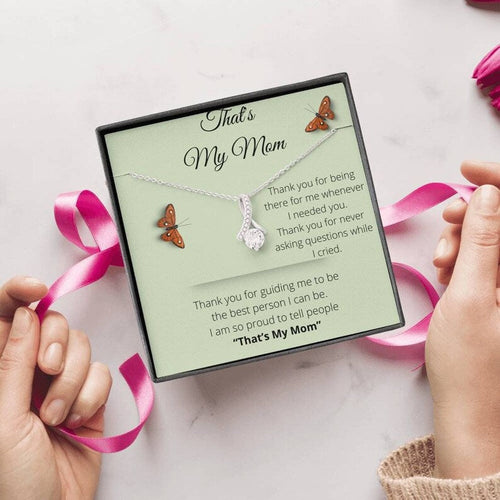 Jewelry, necklace, Message Card, Mother's Day Gift, That's My Mom, 3D Butterfly, Alluring Beauty Necklace To Mom From Daughter, Son