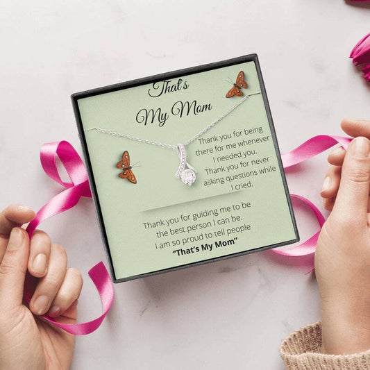 Jewelry, necklace, Message Card, Mother's Day Gift, That's My Mom, 3D Butterfly, Alluring Beauty Necklace To Mom From Daughter, Son