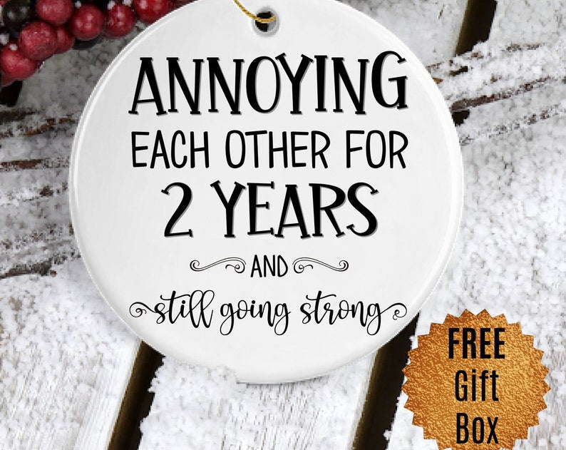 2Nd Anniversary Ornament For Couples Celebrating 2 Years Second Anniversary Gift Ideas Annoying Each Other For Two Years Christmas Keepsake