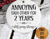 2Nd Anniversary Ornament For Couples Celebrating 2 Years Second Anniversary Gift Ideas Annoying Each Other For Two Years Christmas Keepsake
