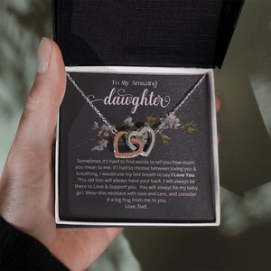 To My Daughter Necklace (From Dad) Interlocking Hearts Necklace, Father to Daughter Gift, Birthday Gift To Daughter From Dad, Love Dad