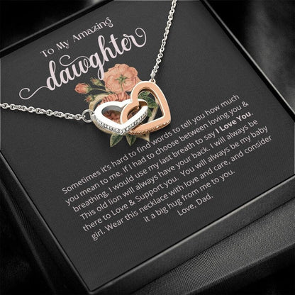 To My Daughter Necklace Interlocking Hearts Necklace, Gift for Daughter, Daughter Jewelry, Gift for Daughter from Dad, Daughter Necklace