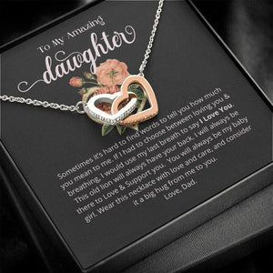 To My Daughter Necklace Interlocking Hearts Necklace, Gift for Daughter, Daughter Jewelry, Gift for Daughter from Dad, Daughter Necklace