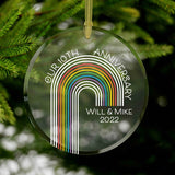 Lgbtq Anniversary Custom Year & Name Rainbow Christmas Ornament For Lesbian Married Ornament For Gay Anniversary Christmas Gift Pride Couple