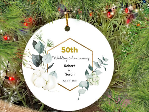 Wedding Anniversary Ornament, Anniversary Gift For Any Number Of Years Married - 1St 5Th 10Th 50Th, Personalized Marriage Anniversary Gift