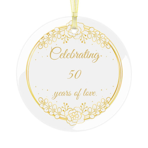 50Th Anniversary Ornament - Glass Wedding Anniversary Christmas Ornament Gift For Wife, Husband, Couple, Parents 50 Years