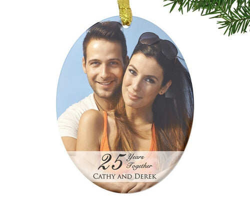 25Th Anniversary Custom Photo Ornament- Silver Wedding Anniversary Engraved Gift- 25Th Wedding Anniversary Memorable Gifts For Couples