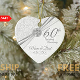 60Th Anniversary Christmas Ornament, Celebrating 60 Years Married 60Th Anniversary Ceramic Ornament, Anniversary Gift, Diamond Anniversary