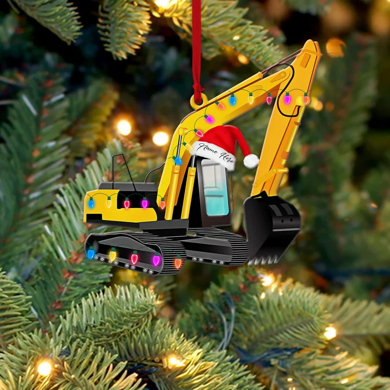 Excavator Christmas Personalized Ornaments, Excavator Lover Ornament, Christmas Gift For Excavator