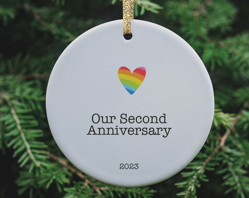Our Second Anniversary Ornament, 2Nd Anniversary Gift, Gay Wedding Gift, Gay Couple Ornament, Mr & Mr Gay Wedding Gift, Lesbian Couple Gift