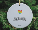 Our Second Anniversary Ornament, 2Nd Anniversary Gift, Gay Wedding Gift, Gay Couple Ornament, Mr & Mr Gay Wedding Gift, Lesbian Couple Gift