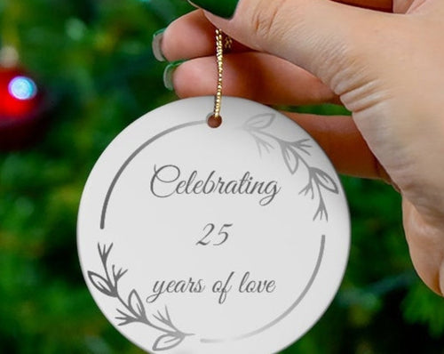 25Th Anniversary Ornament Ceramic Silver Wedding Anniversary Christmas Gift Gift For Wife Husband Couple Parents 25 Years