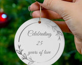 25Th Anniversary Ornament Ceramic Silver Wedding Anniversary Christmas Gift Gift For Wife Husband Couple Parents 25 Years