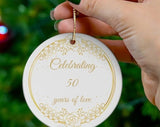 50Th Anniversary Ornament - Ceramic Wedding Anniversary Christmas Ornament Gift For Wife Husband Couple Parents 50 Years