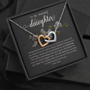 To My Daughter Necklace (From Dad) Interlocking Hearts Necklace, Father to Daughter Gift, Birthday Gift To Daughter From Dad, Love Dad
