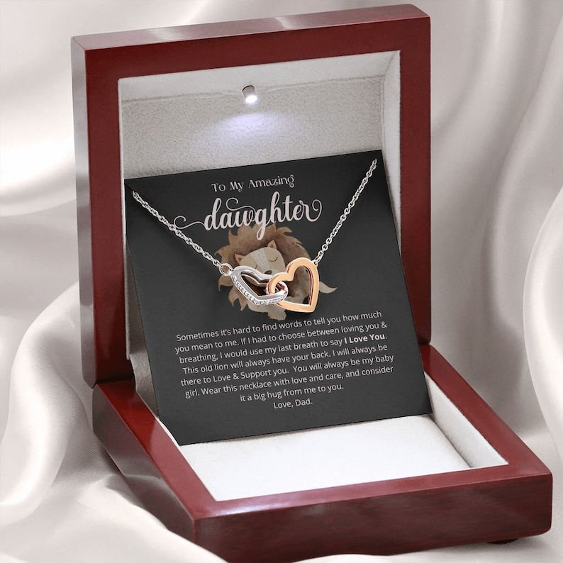 To My Daughter Necklace Interlocking Hearts Necklace, Gift for Daughter from Dad, Daughter Necklace, Gift for Daughter, Daughter Jewelry