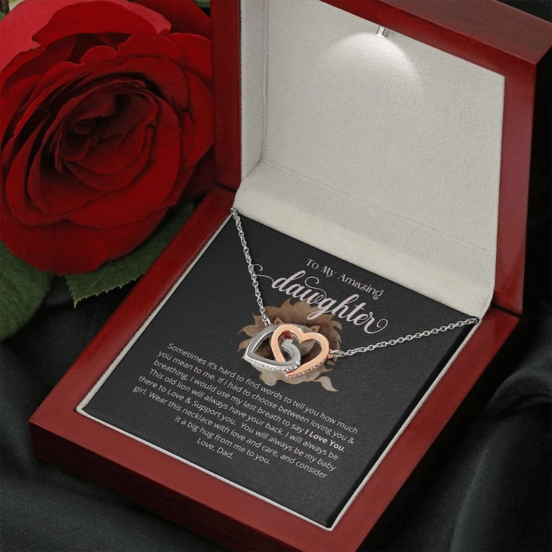To My Daughter Necklace Interlocking Hearts Necklace, Gift for Daughter from Dad, Daughter Necklace, Gift for Daughter, Daughter Jewelry