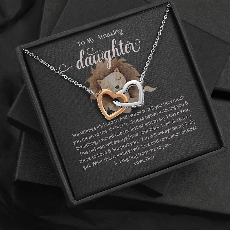 To My Daughter Necklace Interlocking Hearts Necklace, Gift for Daughter from Dad, Daughter Necklace, Gift for Daughter, Daughter Jewelry