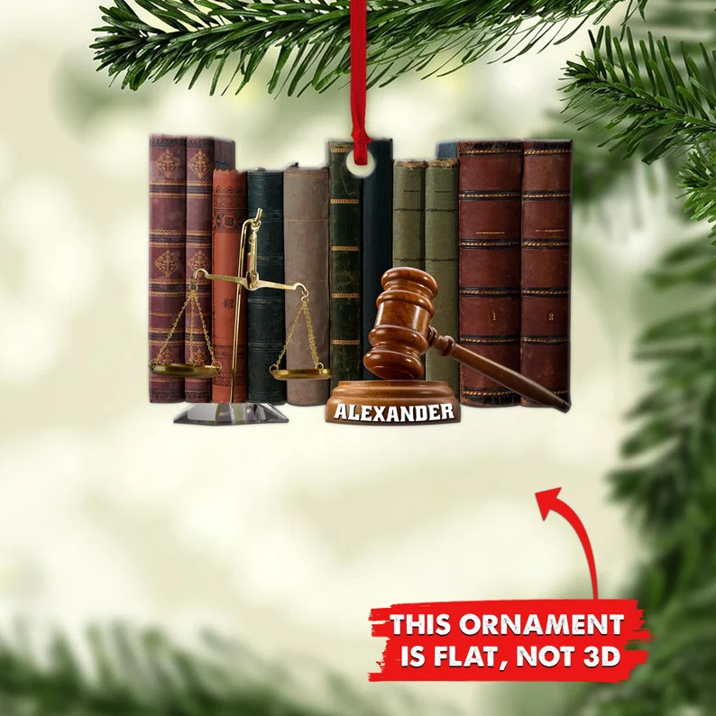 Lawyer Judge Personalized Flat Ornaments, Lawyer Attorney Custom Christmas Ornament, Law Justice Gift
